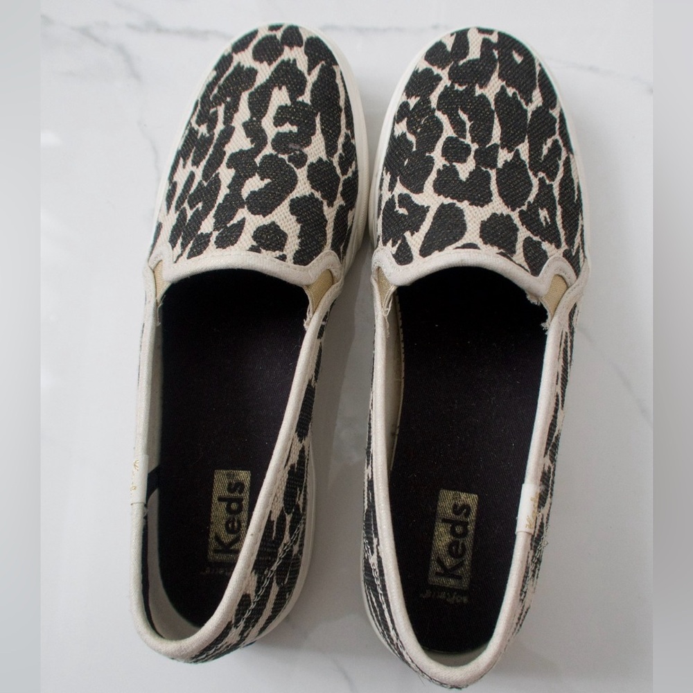 Keds Black and White Animal Print Slip-Ons